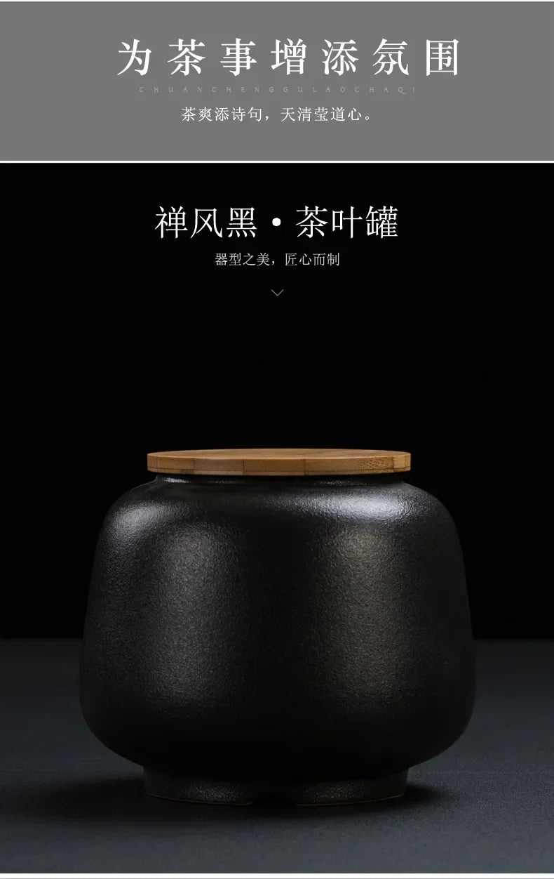 Retro Ceramic Tea Pot Sealed Pu'er Tea Container Chinese Tea Set Decor