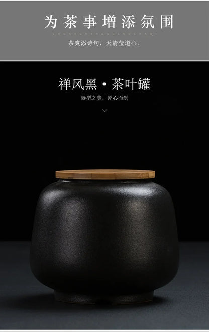 Retro Ceramic Tea Pot Sealed Pu'er Tea Container Chinese Tea Set Decor