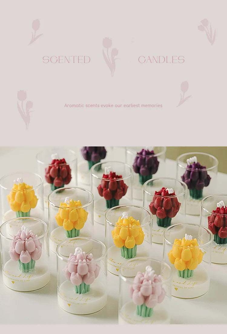 Handmade Tulip Bouquet Candle Scented Candle Aromatherapy Soy Wax Candle - Your Ritual Hub 