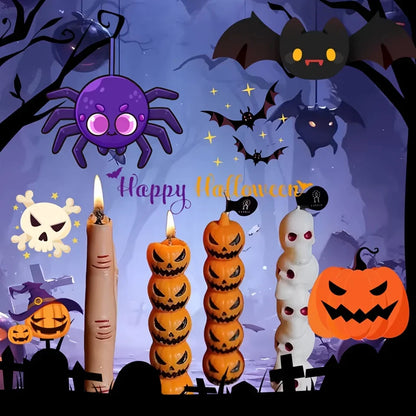 1/3 st Halloween doftljus långa, gotiska sojavaxdekorationer för fest, hem, festlig atmosfär, prydnader, presenter