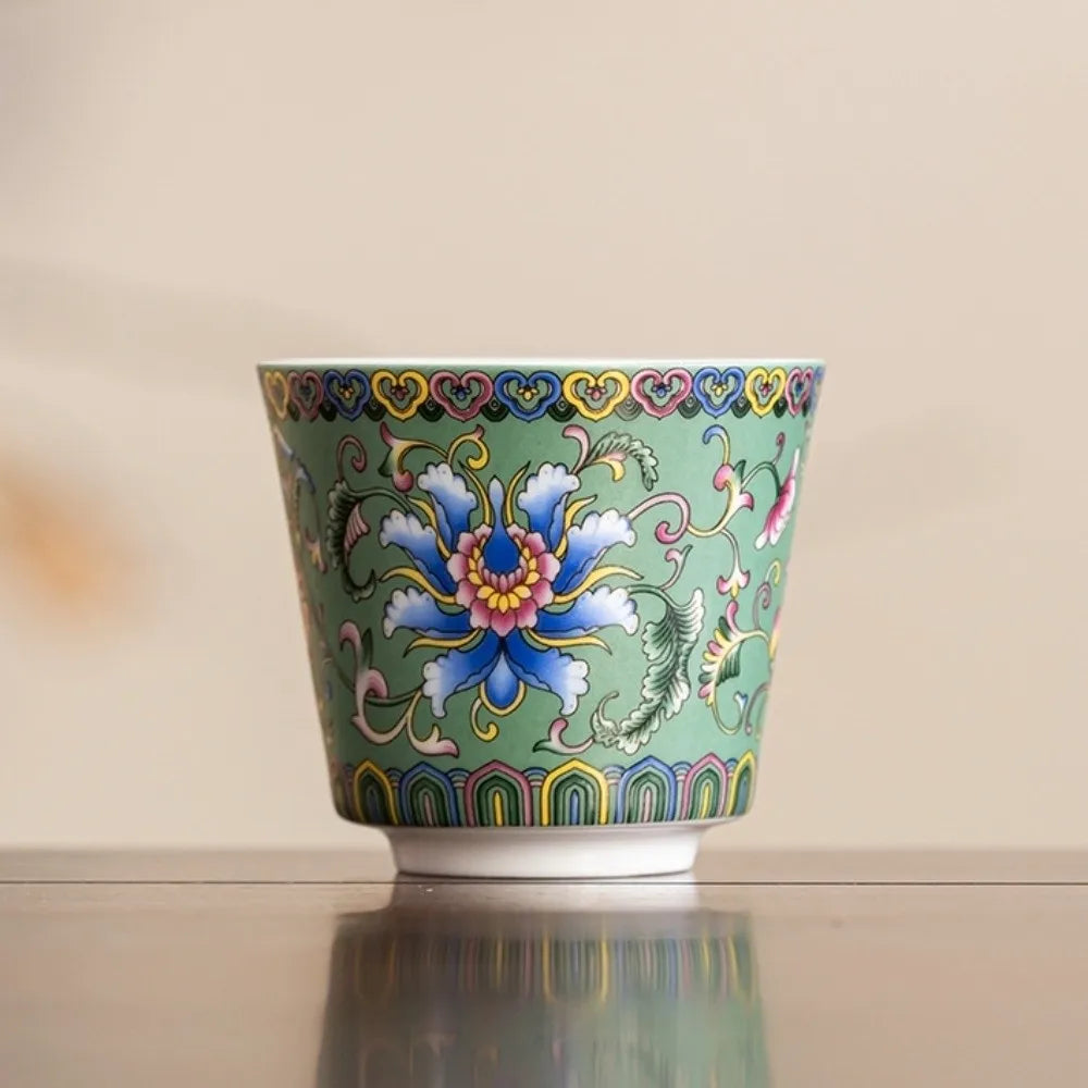 6pcs/set Kung Fu Tea Set Flower Tea Cup Chinese Style Vintage Ceramic