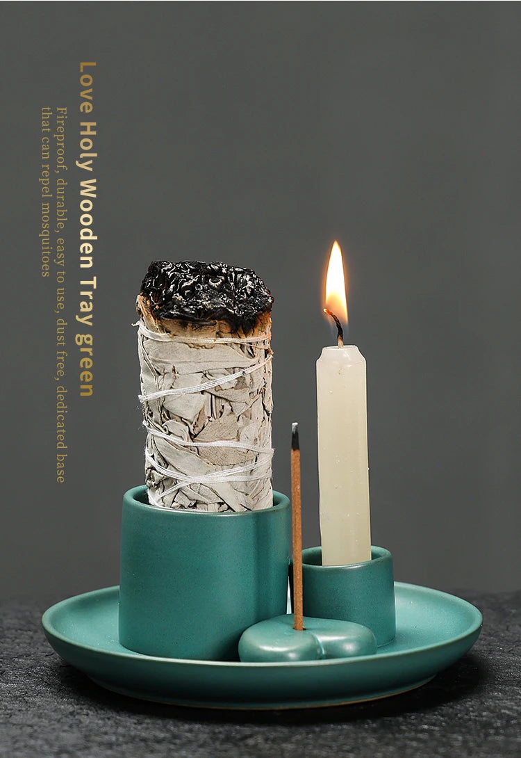 4-in-1 Ceramic Incense & Sage Burner Set - Your Ritual Hub 