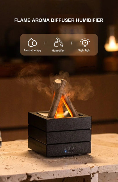 Aroma Humidifier Bonfire Flame Essential Oils Diffuser with Remote Control and Lights