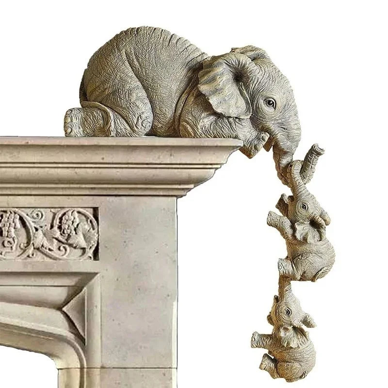 3 Stücke/set Süße Elefant Umarmen Baby Puppe Harz Handwerk Dekoration Wohnkultur Geschenk Dekofiguren Miniaturen Zubehör