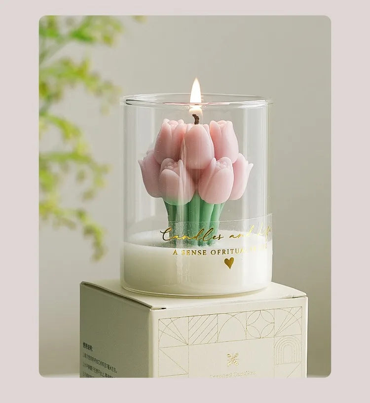 Handmade Tulip Bouquet Candle Scented Candle Aromatherapy Soy Wax Candle - Your Ritual Hub 