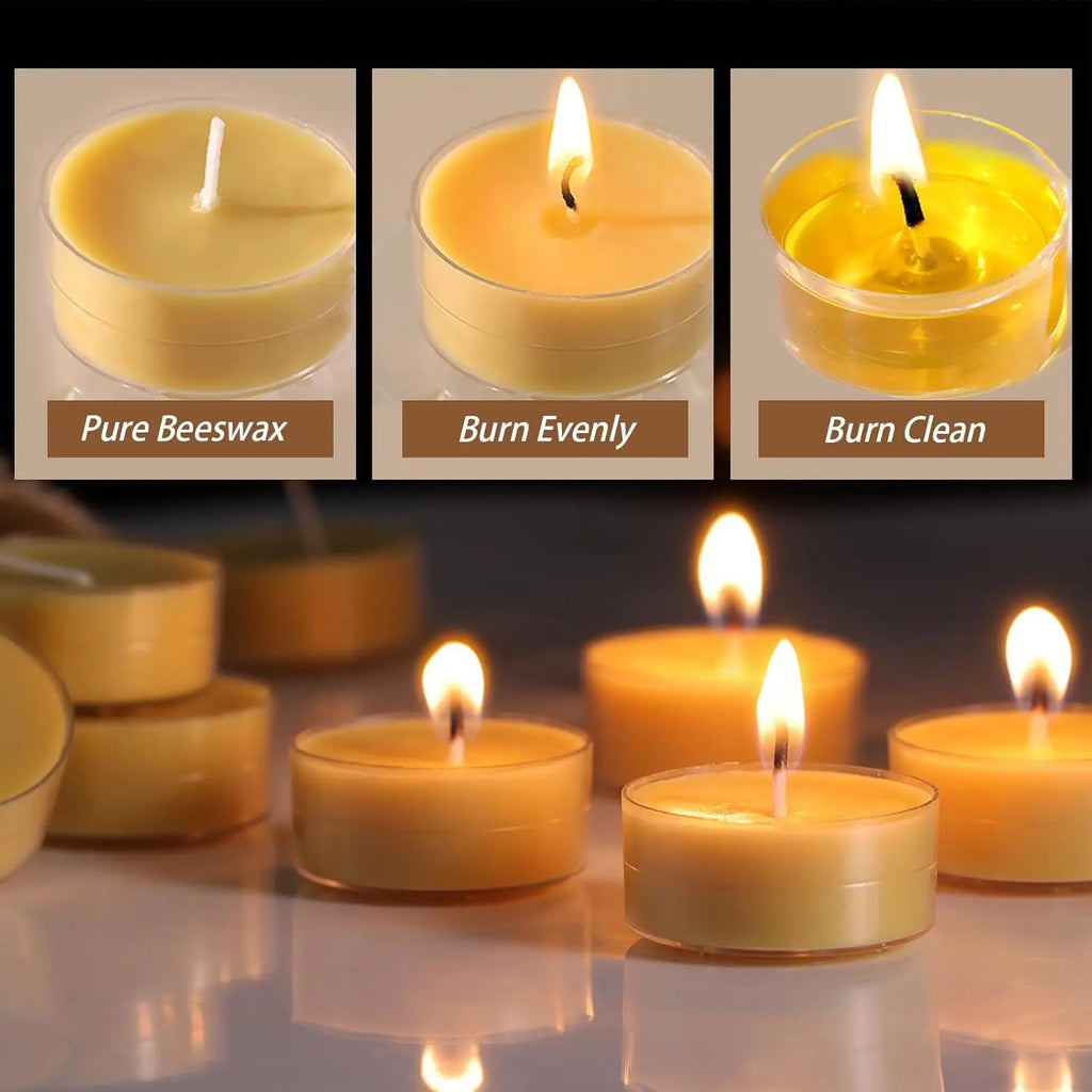 50-100Pcs Beeswax Tea Light Candles Smokeless Eco-Friendly Candles Xmas Tealight for Wedding Favor Candles 4 Hour Clean Burning - Your Ritual Hub 