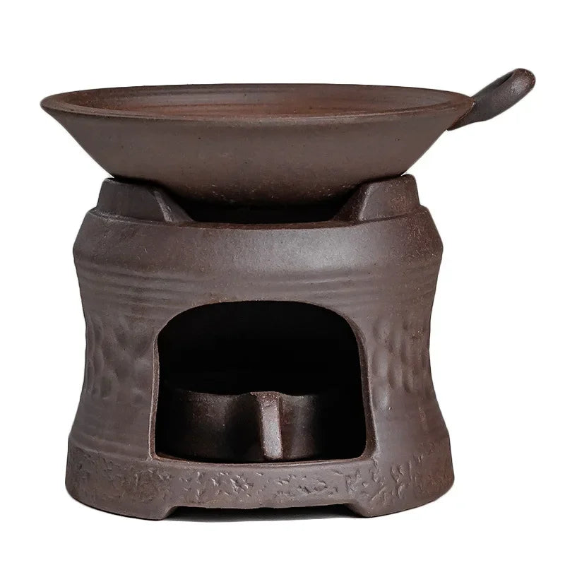3-in-1 Ceramic Tea Warmer Stove – Coarse Pottery Fragrance Dispenser & Candle Holder