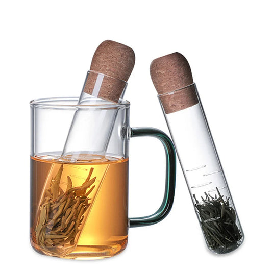 Glass Tea Infuser with Cork Lid — Loose Leaf Strainer