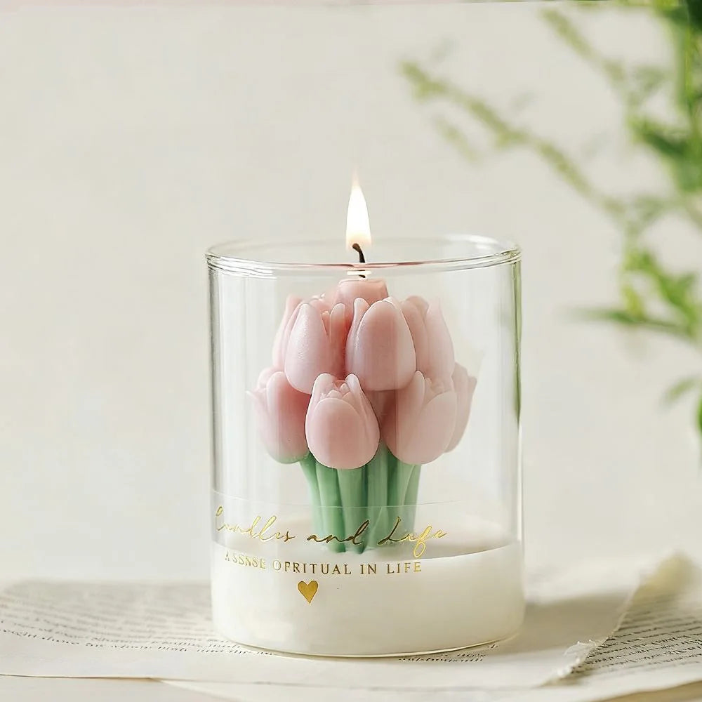 Handmade Tulip Bouquet Candle Scented Candle Aromatherapy Soy Wax Candle - Your Ritual Hub 