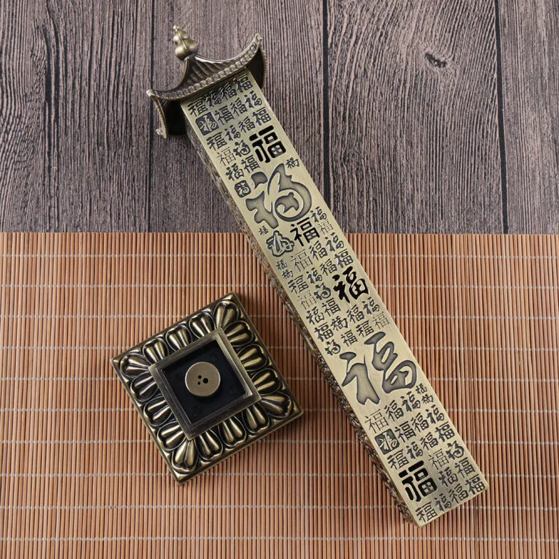 Tea Ceremony Large Vertical Incense Burner Scripture Alloy Column