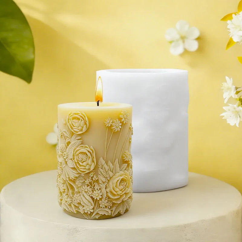 Flower Border Twin Elves Candle Mold Silicone DIY - Your Ritual Hub 