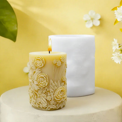 Flower Border Twin Elves Candle Mold Silicone DIY