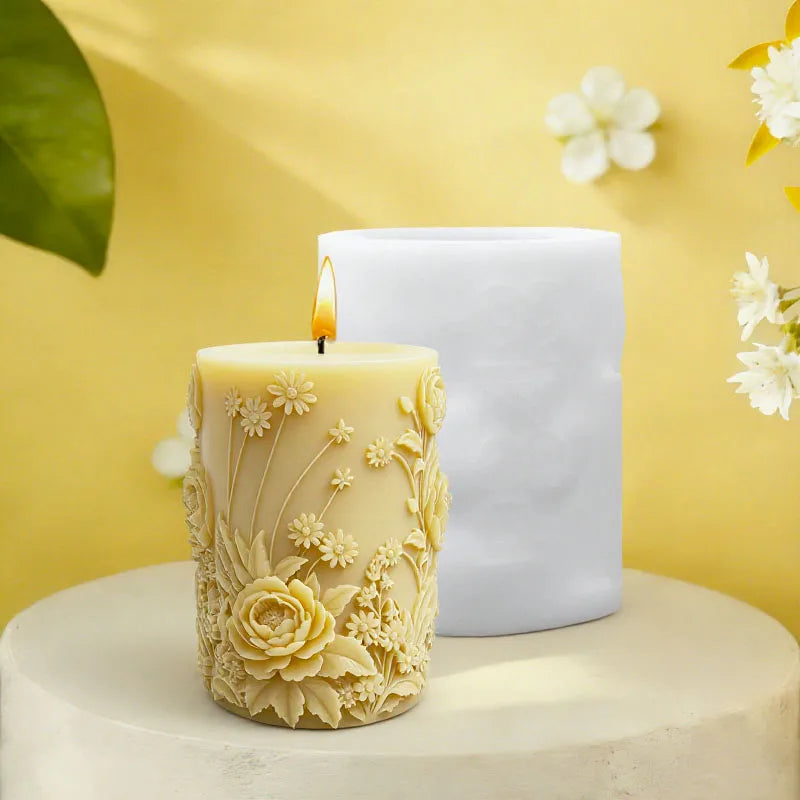 Flower Border Twin Elves Candle Mold Silicone DIY - Your Ritual Hub 