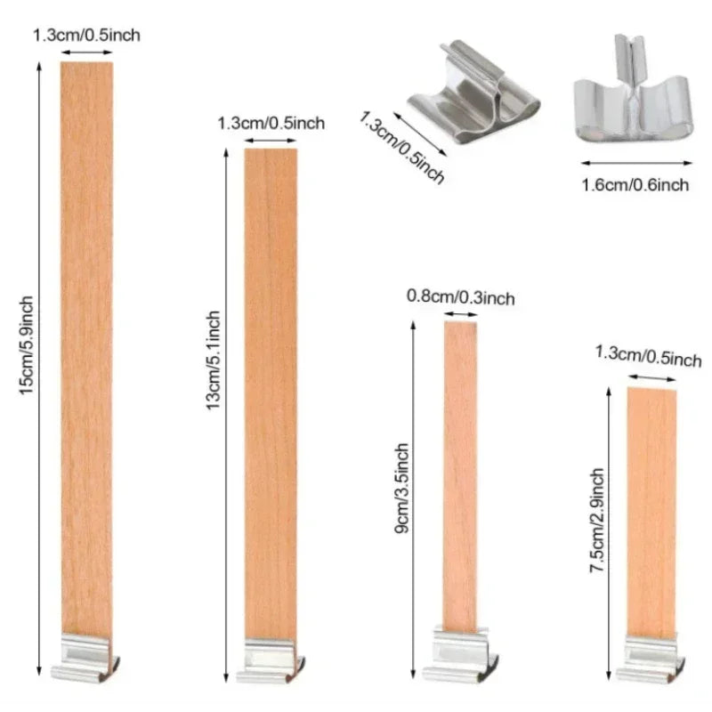 Natural Wooden Candle Wicks with Sustainers — DIY Supply