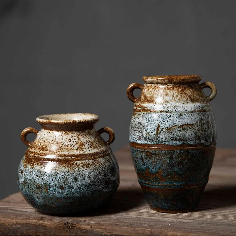 Retro Ceramic Vase — Handcrafted Hydroponics & Flower Arrangement | Your Ritual Hub