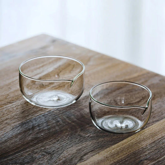 Double-Layer Glass Matcha Bowl with Spout — 350/600ml