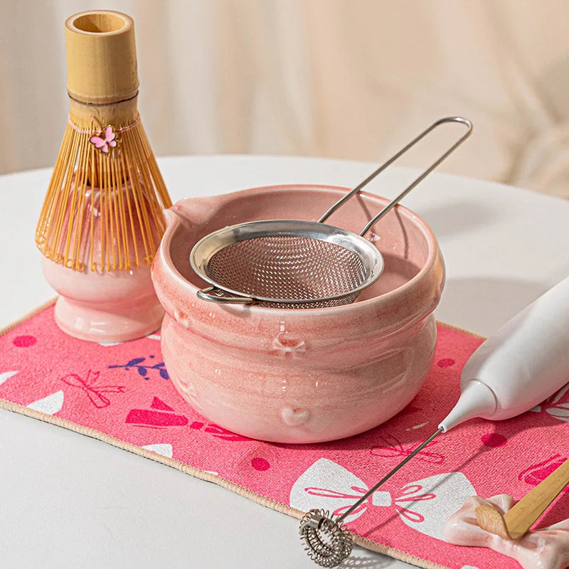 Japanese Matcha Tea Set 8pcs Ceramic Bowl Bamboo Whisk Spoon Electric Brush Complete Matcha Starter Kit for Tea Ceremony