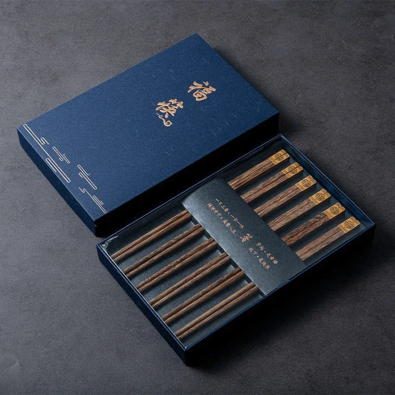 Natural Wood Chopsticks Gift Set – Red Sandalwood & Wenge | Eco-Friendly | Gift Box