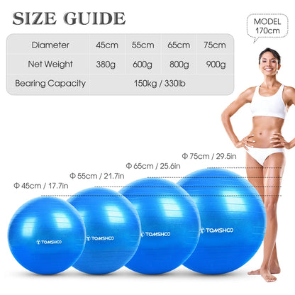 Exercise Ball 45cm/55cm/65cm/75cm Thickened Yoga Ball with Foot Pump for Stability Balance Pilates Physical Fitness Exercise