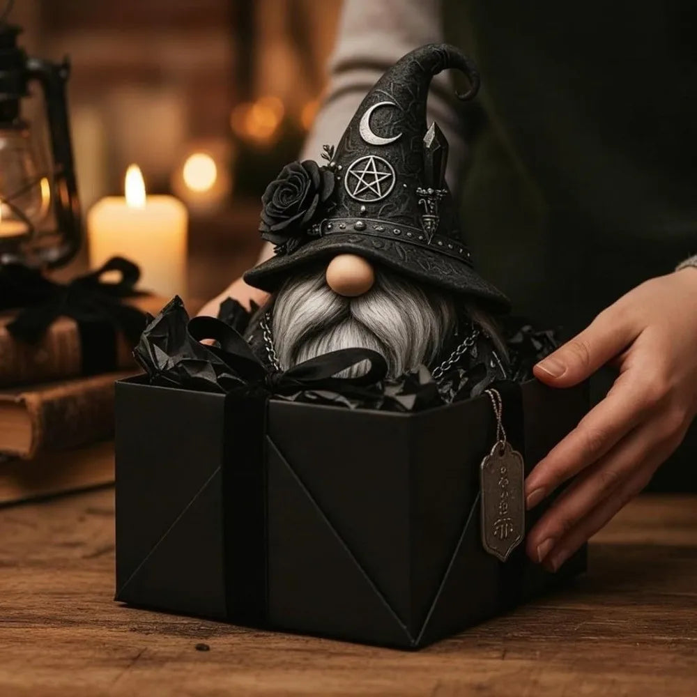Gothic Wizard Gnome Figurine – Mystical Resin Statue
