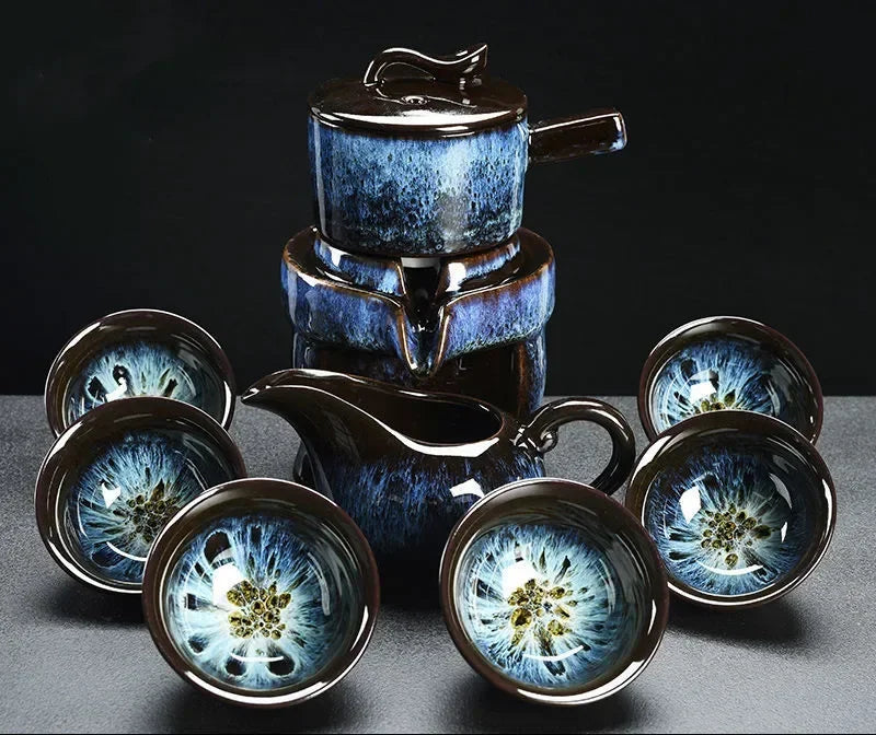 8 Pcs Set Semi Automatic Tea Sets Chinese  Ceramic