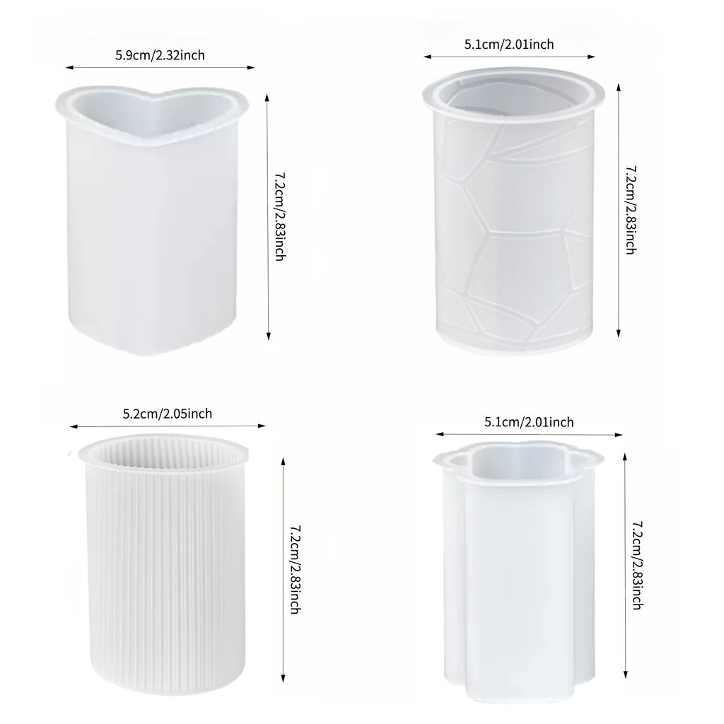 A set of four innovative silicone candle molds，Adopt3DCylindrical design - Your Ritual Hub 