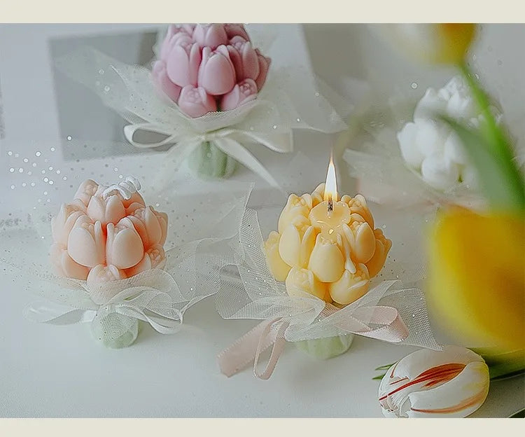Handmade Tulip Bouquet Soy Wax Candle