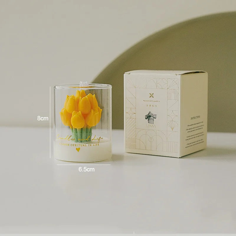 Handmade Tulip Bouquet Candle Scented Candle Aromatherapy Soy Wax Candle - Your Ritual Hub 