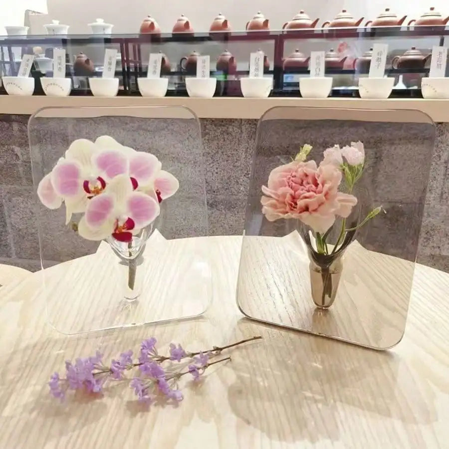 Clear Acrylic Sculptural Vase — Botanical Frame & Butterfly Designs