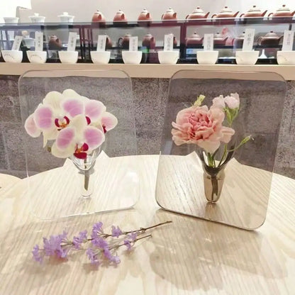 Clear Acrylic Sculptural Vase — Botanical Frame & Butterfly Designs