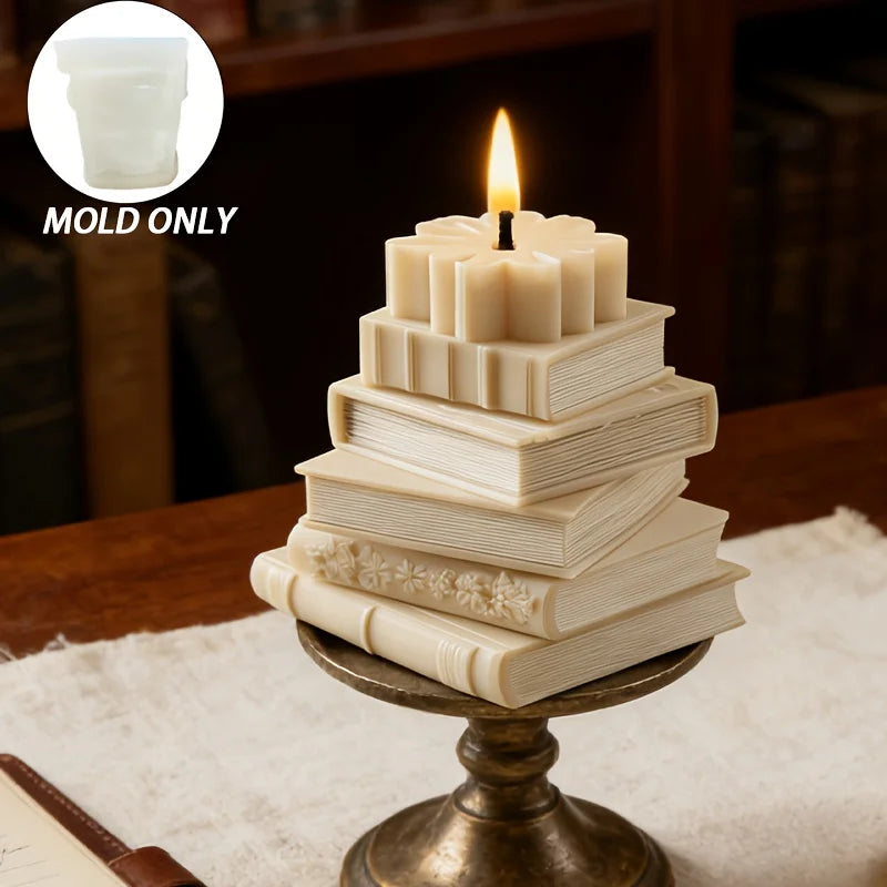 Layered Book Stack Silicone Mold for Resin & Candle Crafts