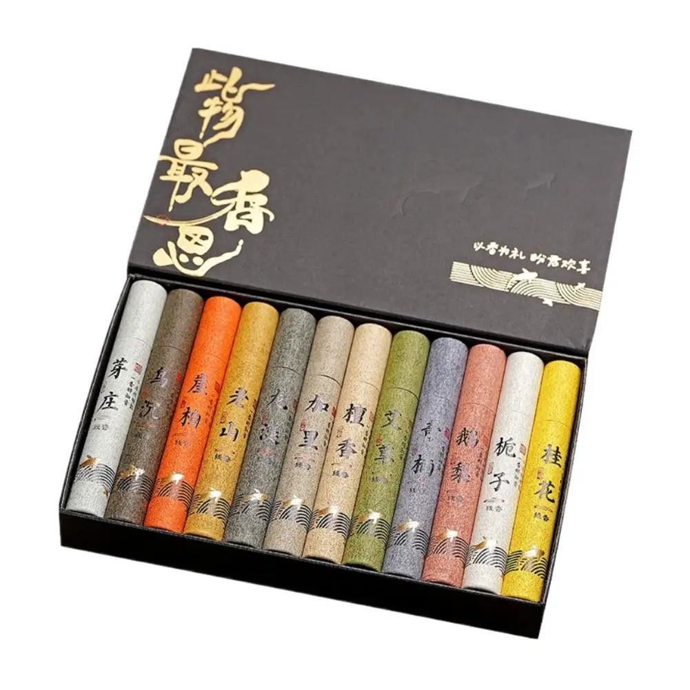 Chinese 12 kinds of scented Incense Stick Gift Box Set natural linear Aromatherapy - Your Ritual Hub 