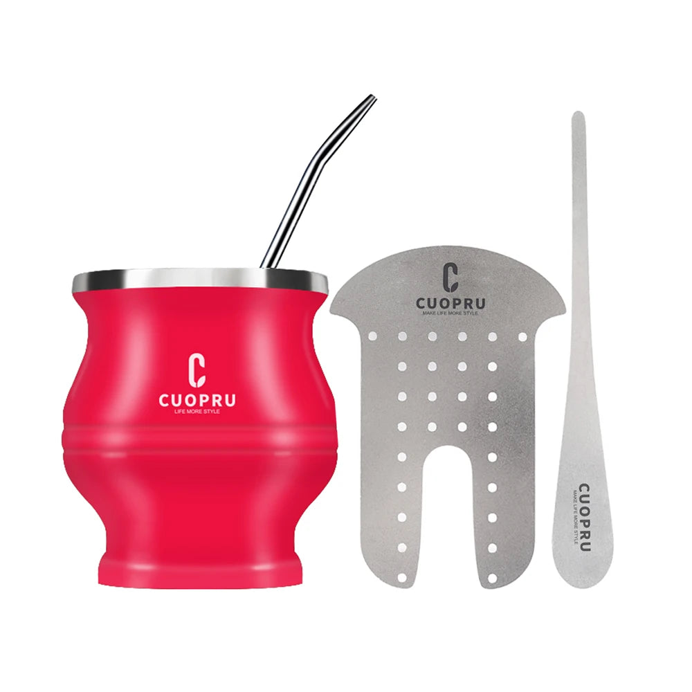 Yerba Mate Gourd Set — Double-Wall Steel Cup & Bombilla