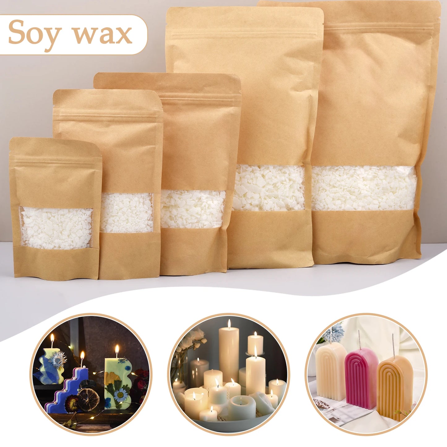 Natural Soy Wax Flakes — Multi-Size DIY Candle Kit