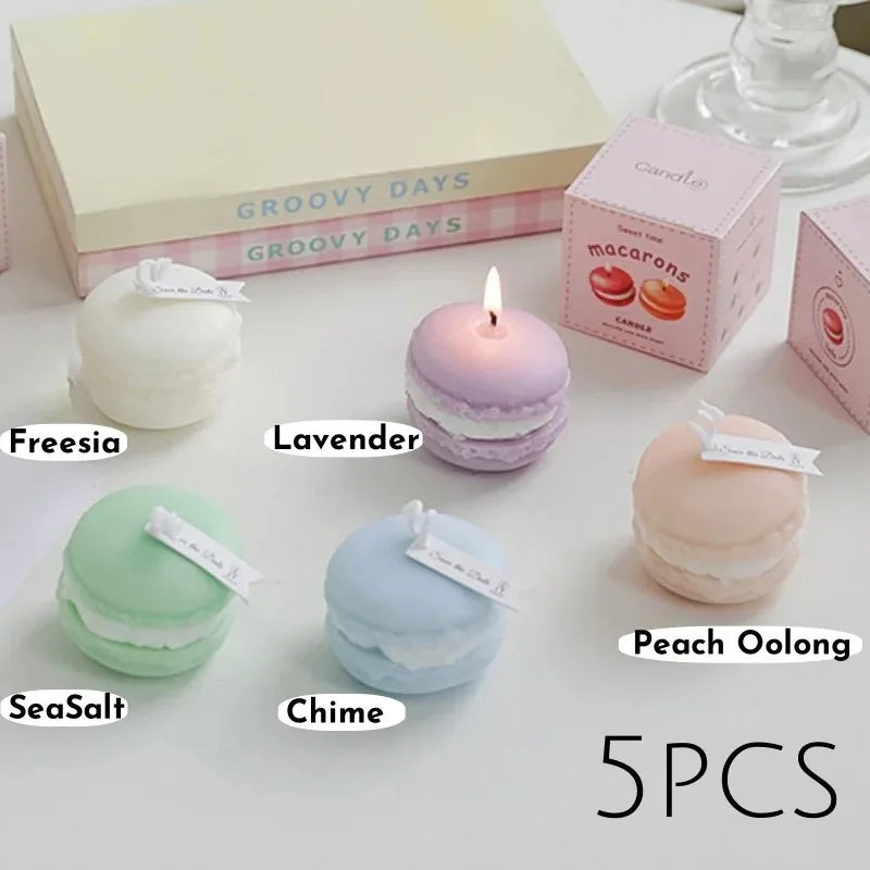 Macaron-Shaped Scented Soy Wax Candles — 1/5pcs