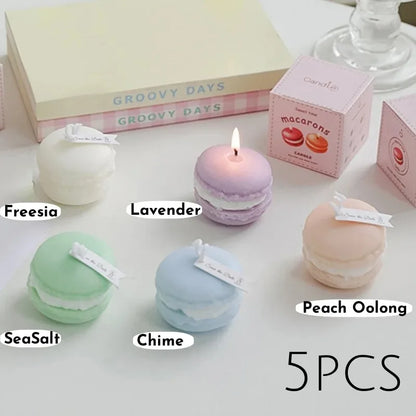 Macaron-Shaped Scented Soy Wax Candles — 1/5pcs