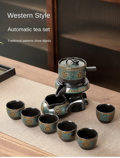 Tea Set Creative Living Room Semi-automatic Rotating Kungfu Tea Set