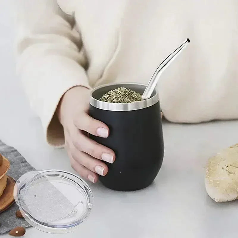 Yerba Mate Gourd & Bombilla Set — Double-Wall Steel