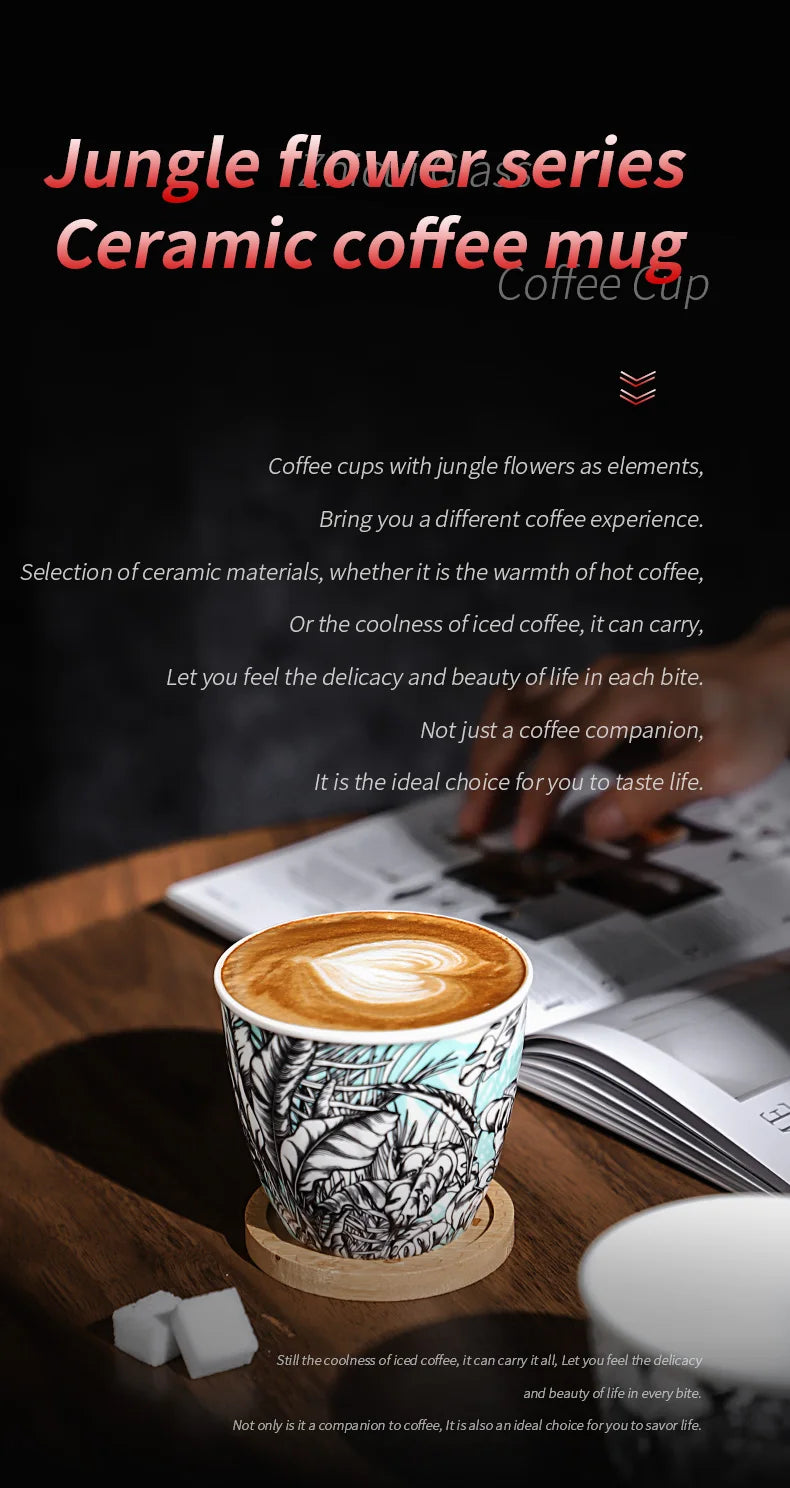 BINCOO Ceramic Coffee Cup Jungle Flower Series - Your Ritual Hub 