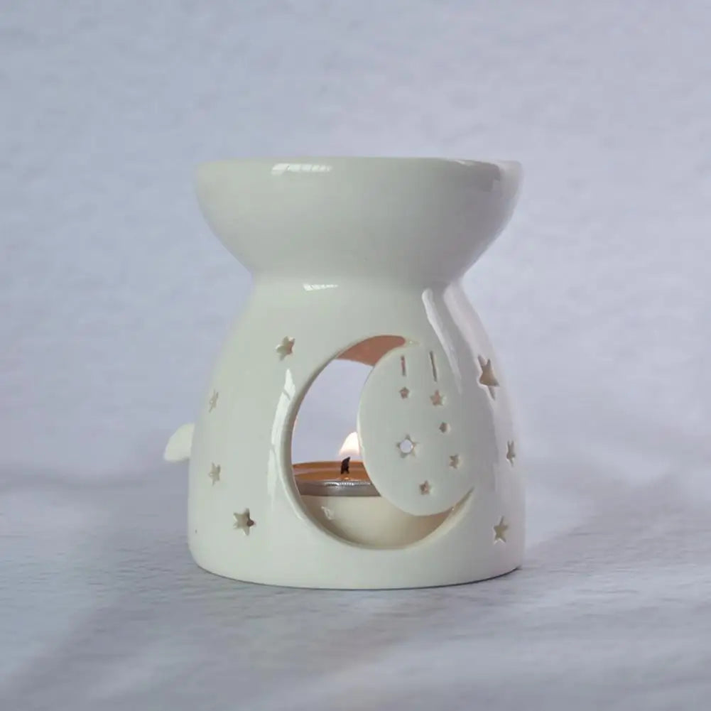 Ceramic Cutout Aroma Burner & Wax Melter with Spoon