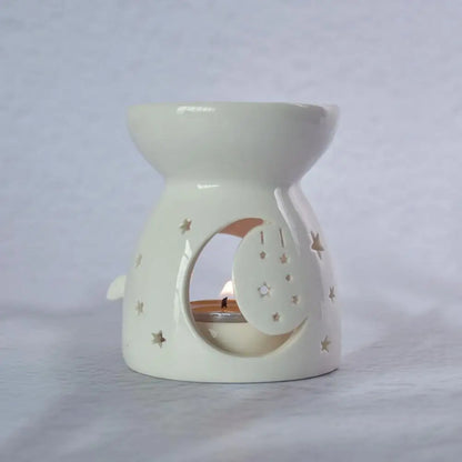 Ceramic Cutout Aroma Burner & Wax Melter with Spoon