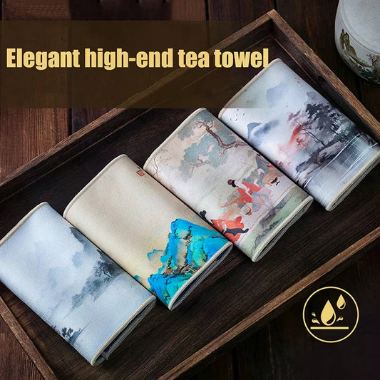 Premium Retro Painted Tea Cloth — 30×18cm