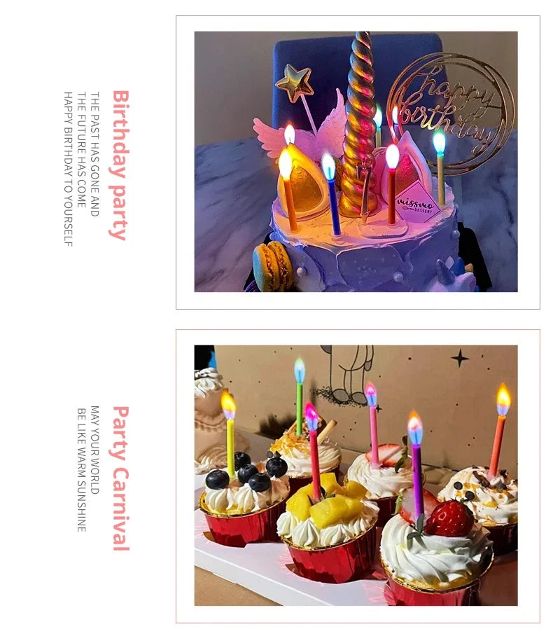 Multicoloured Colourful Flame Candles, 5/12 Pack, Suitable for Birthday Cakes, Birthday Party and Wedding Decorations - Your Ritual Hub 