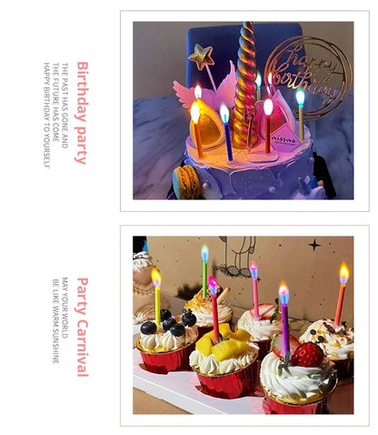 Multicoloured Colourful Flame Candles, 5/12 Pack, Suitable for Birthday Cakes, Birthday Party and Wedding Decorations