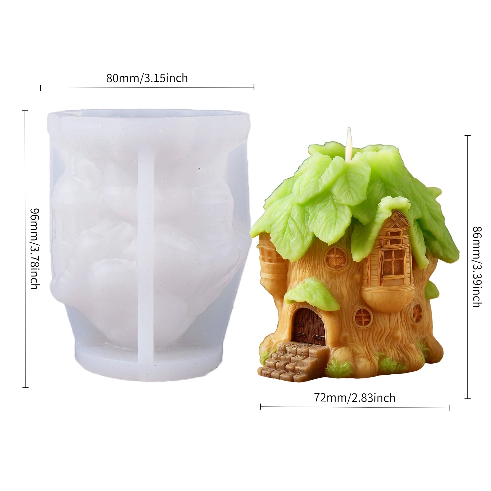 Forest-themed treehouse candle mold, 3D treehouse craft, homemade fairytale - Your Ritual Hub 