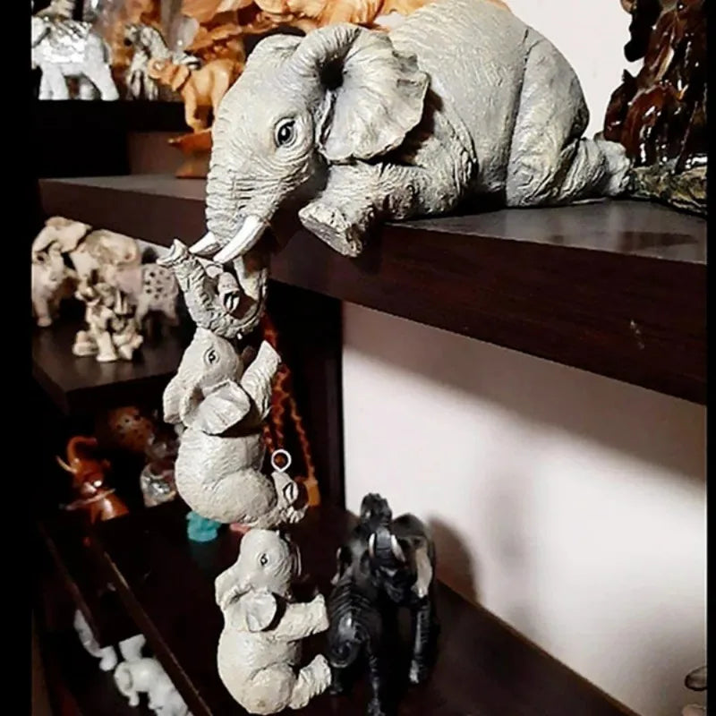 The Elephant Family — 3-Piece Resin Sculpture Set | Home Decor & Heartfelt Gift