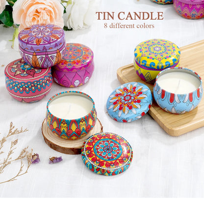8-Pack Soy Wax Scented Candle Tin Set