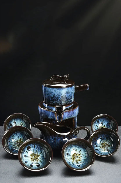 8 Pcs Set Semi Automatic Tea Sets Chinese  Ceramic