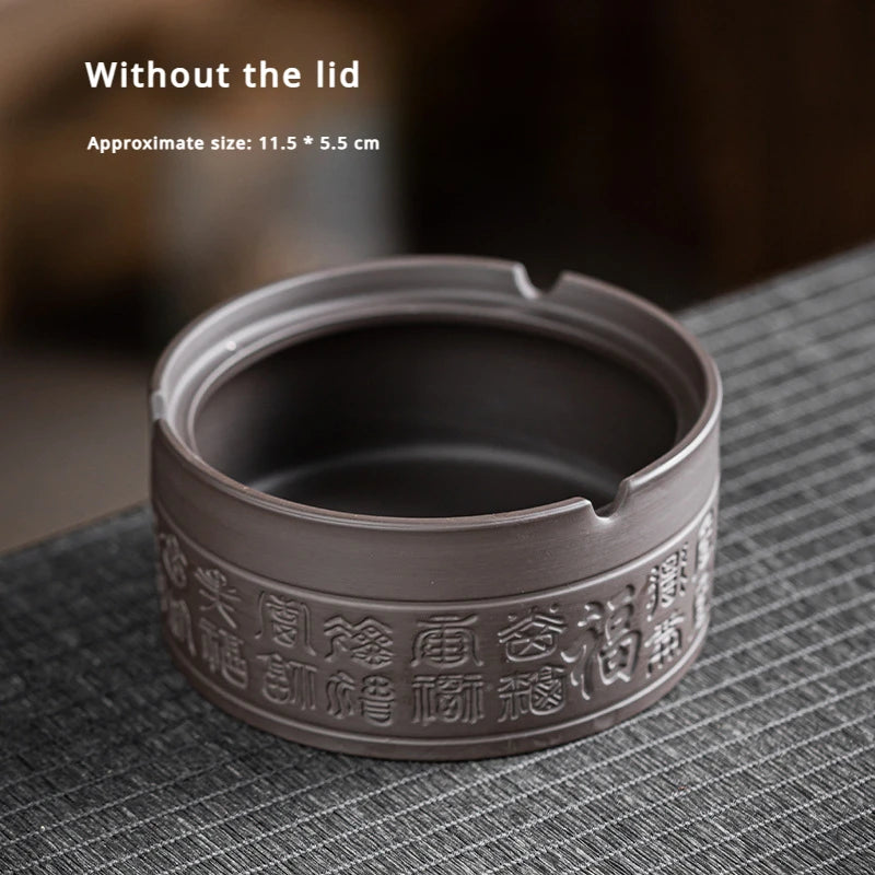 Classical Purple Clay Ashtray with Cover, Two Styles
