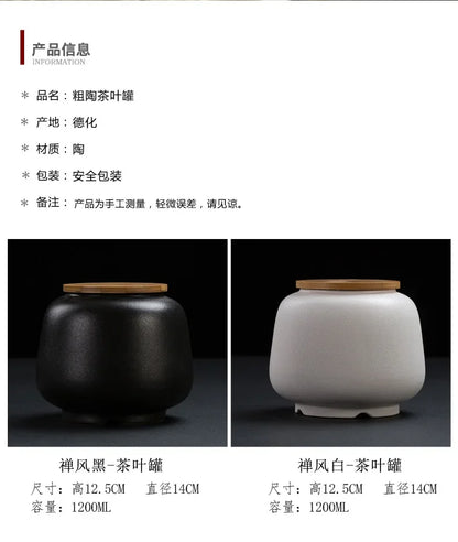 Retro Ceramic Tea Pot Sealed Pu'er Tea Container Chinese Tea Set Decor